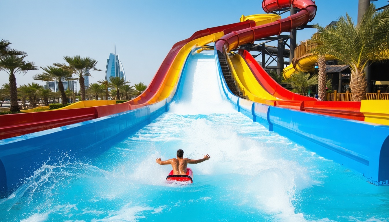 Exciting water slides at Water Park Dubai